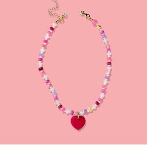 Maris Pink & Purple Beaded Necklace | Removable Heart Charm | 14K Gold Plated